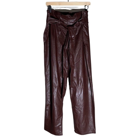 COMMANDO Women's Faux Leather Paperbag Waist Crop Pants - Size XL - Picture 3 of 7